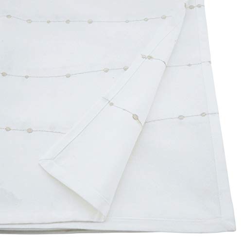 Silver Embroidered Cotton Tablecloth