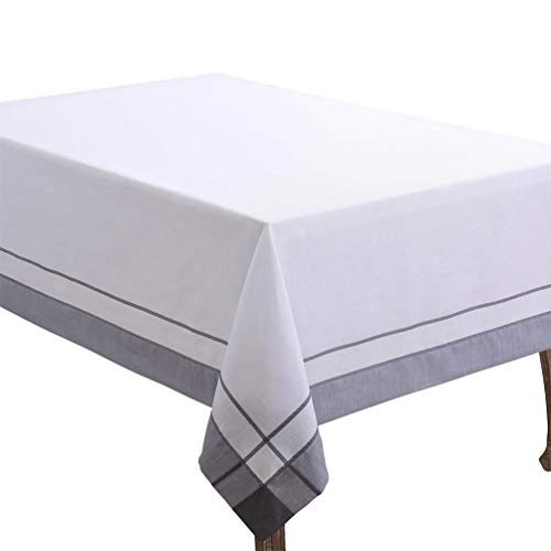 Neutral Banded Border Tablecloth