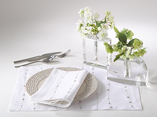 Silver Embroidered Cotton Tablecloth