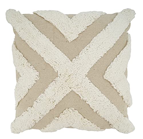 Ivory Tufted Cotton Throw Pillow
