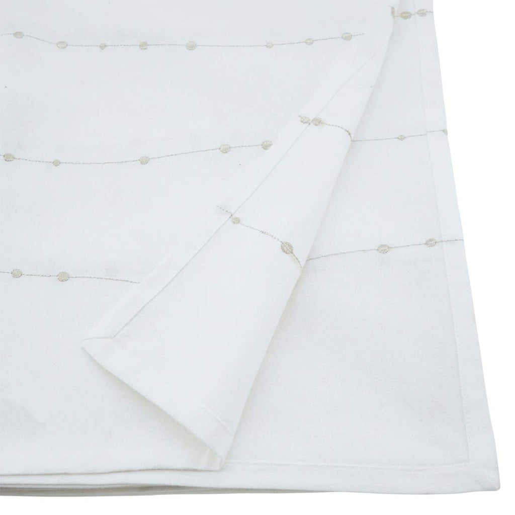Silver Embroidered Cotton Tablecloth