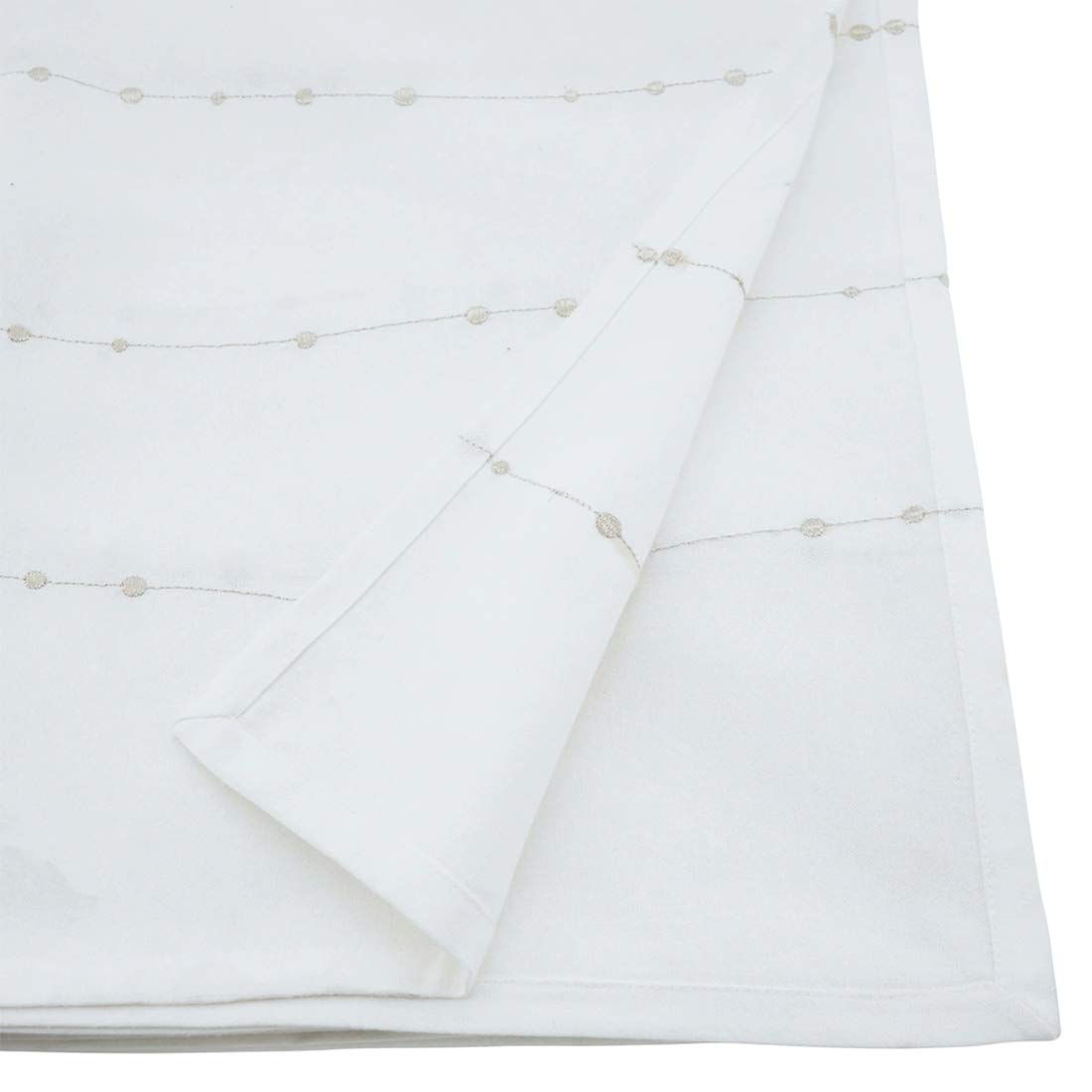 Silver Embroidered Cotton Tablecloth