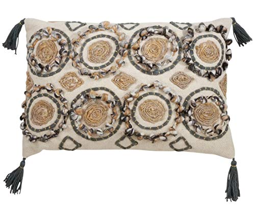 Geometric Embroidered Cotton Throw Pillow