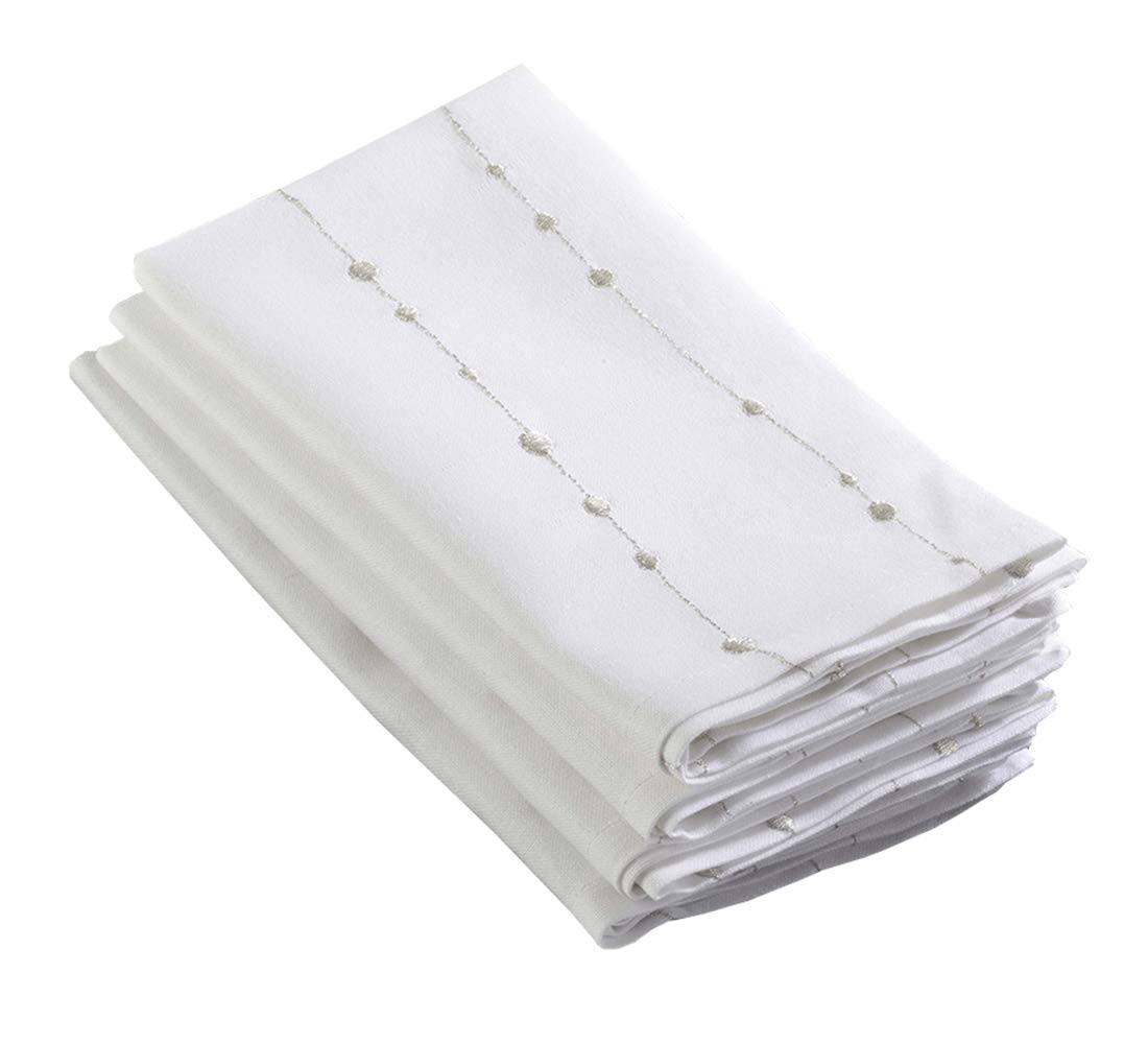 Silver Embroidered Cotton Tablecloth