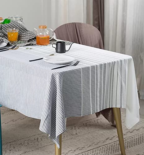 Modern Woven Stripe Cotton Tablecloth