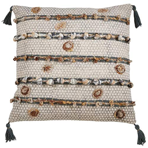 Geometric Embroidered Cotton Throw Pillow