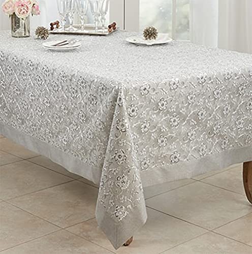 Sequin Floral Embroidered Tablecloth
