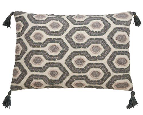 Geometric Embroidered Cotton Throw Pillow