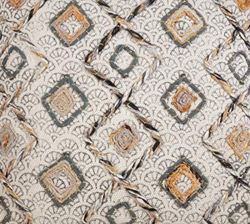 Geometric Embroidered Cotton Throw Pillow