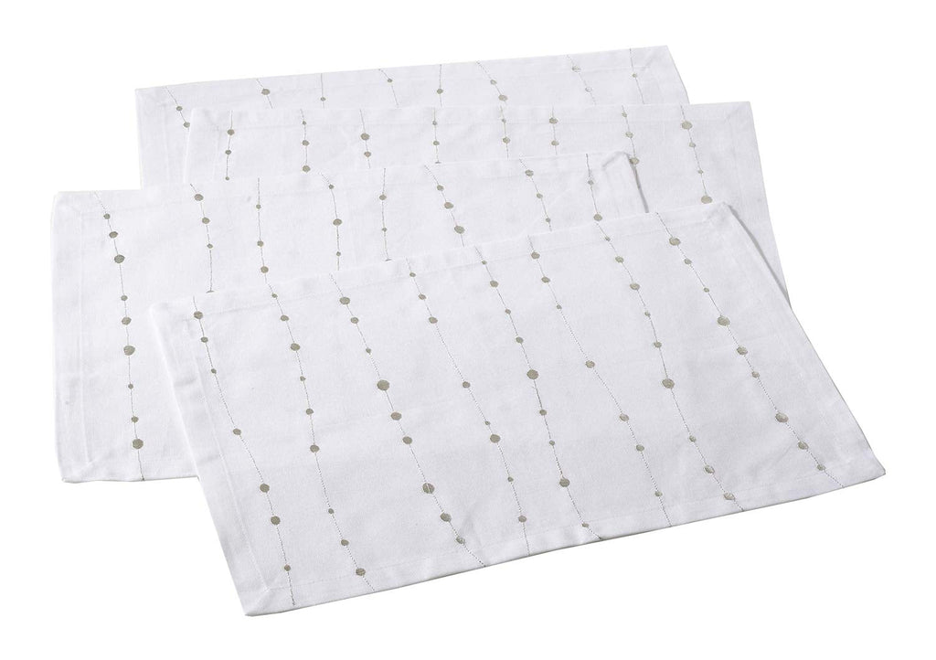 Silver Embroidered Cotton Tablecloth