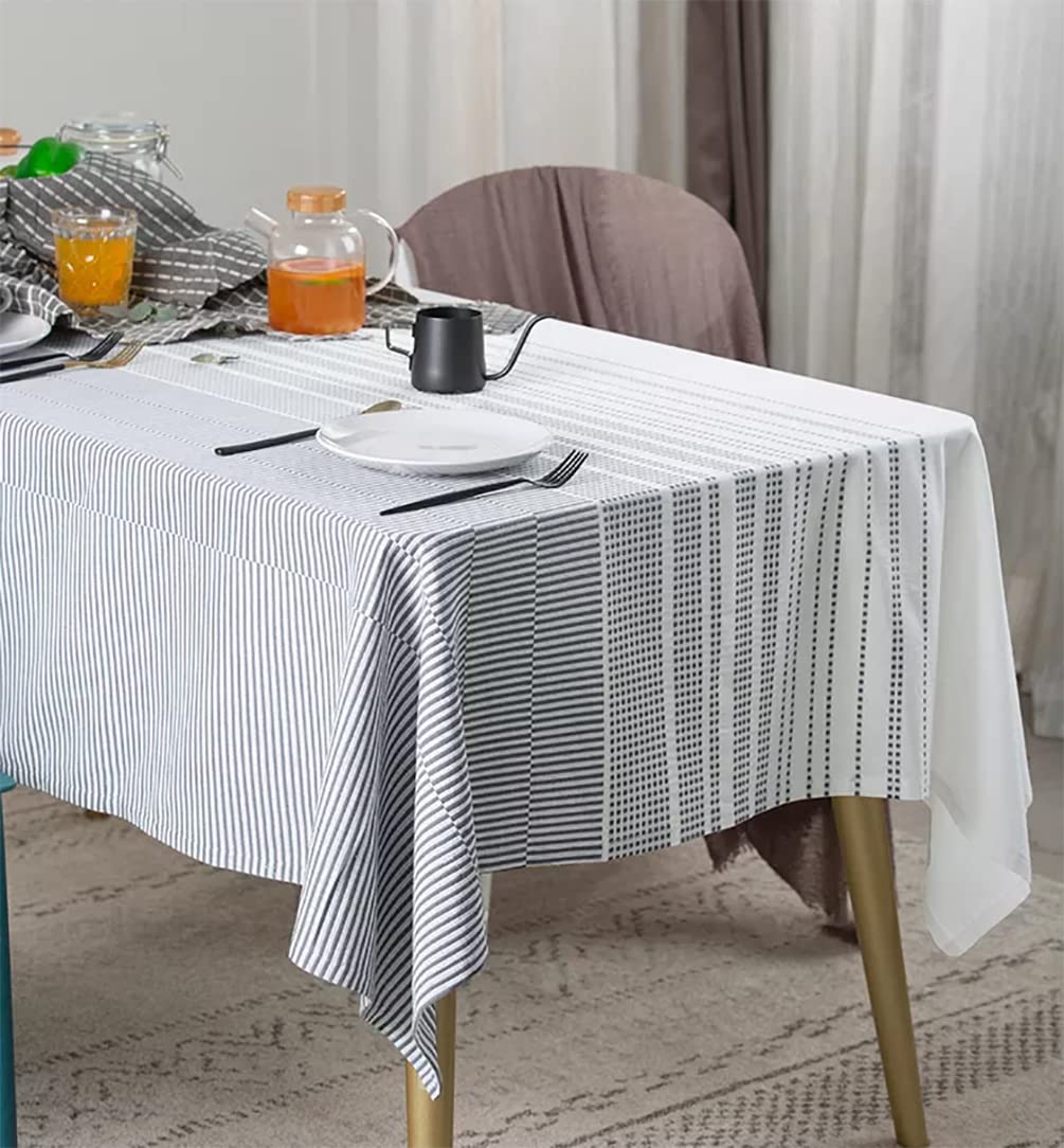 Modern Woven Stripe Cotton Tablecloth