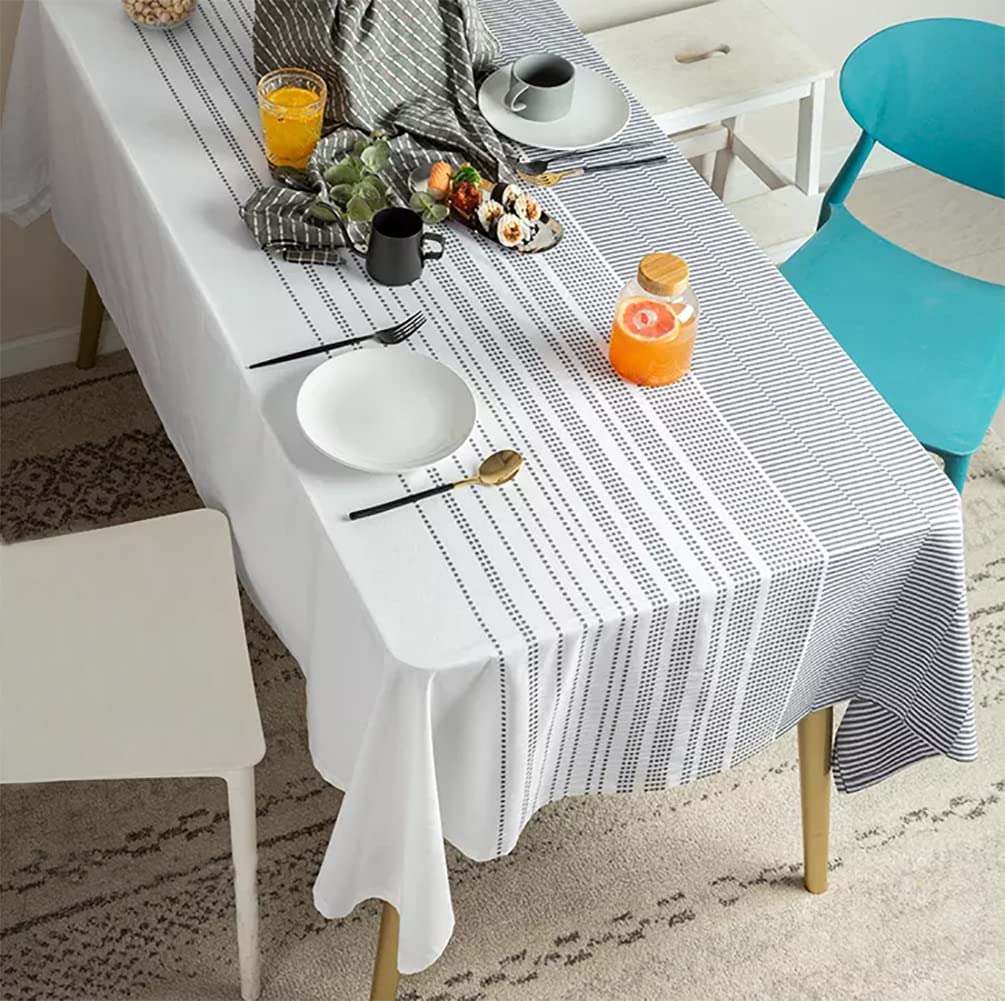 Modern Woven Stripe Cotton Tablecloth