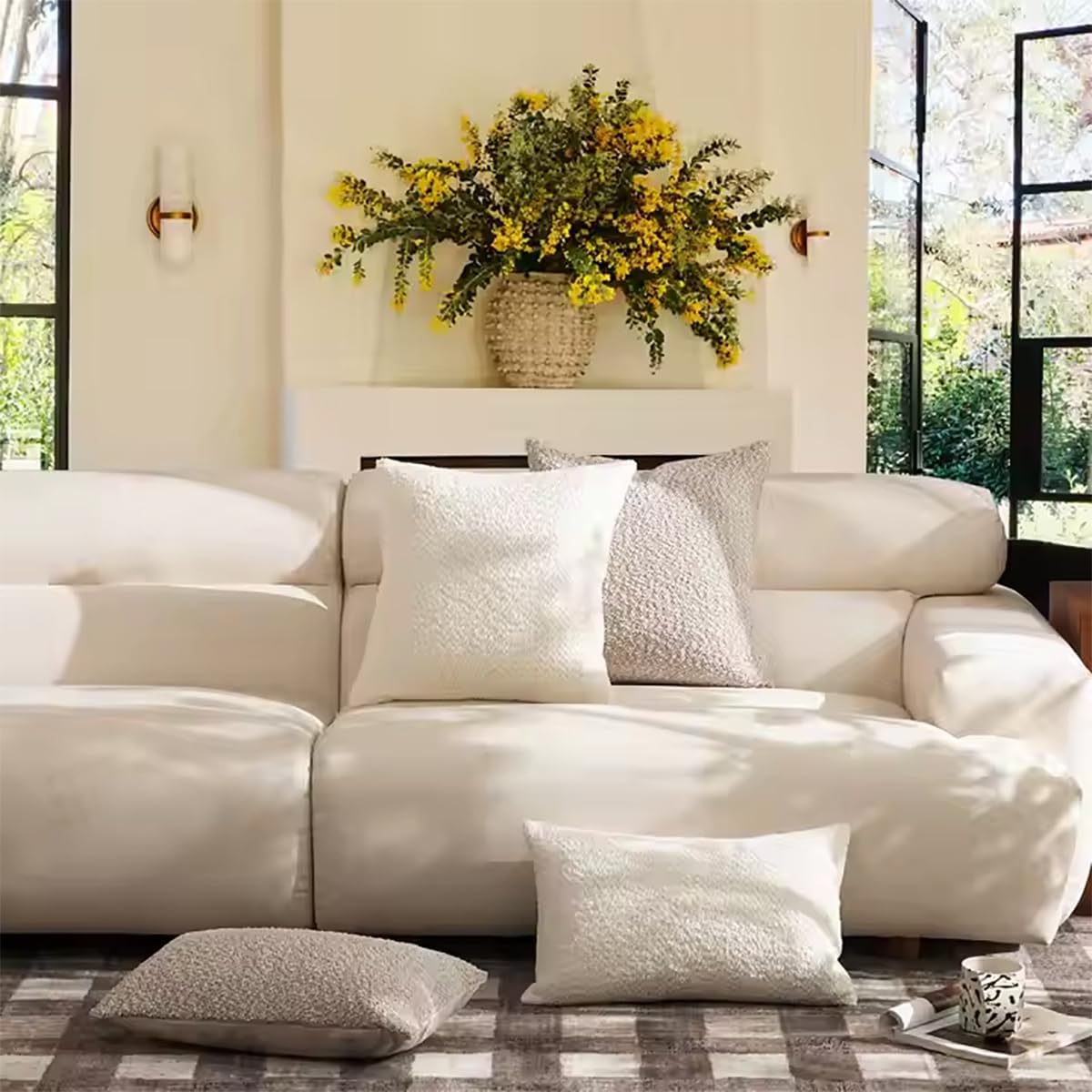 Brown Chenille Bouclé Throw Pillow