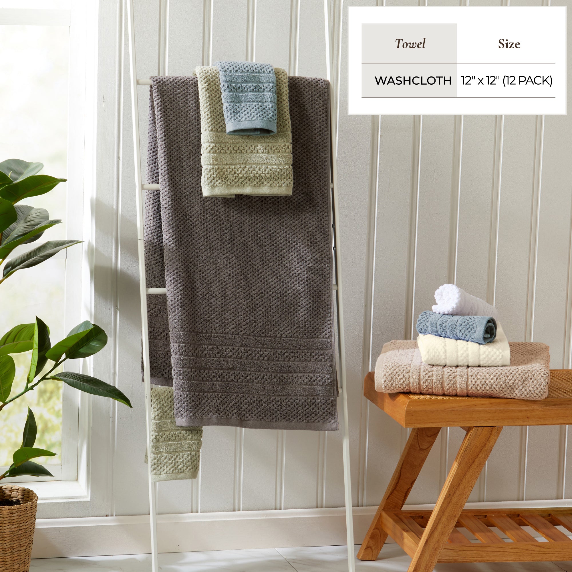 Giuliana Checkered Cotton Bath Towel Set
