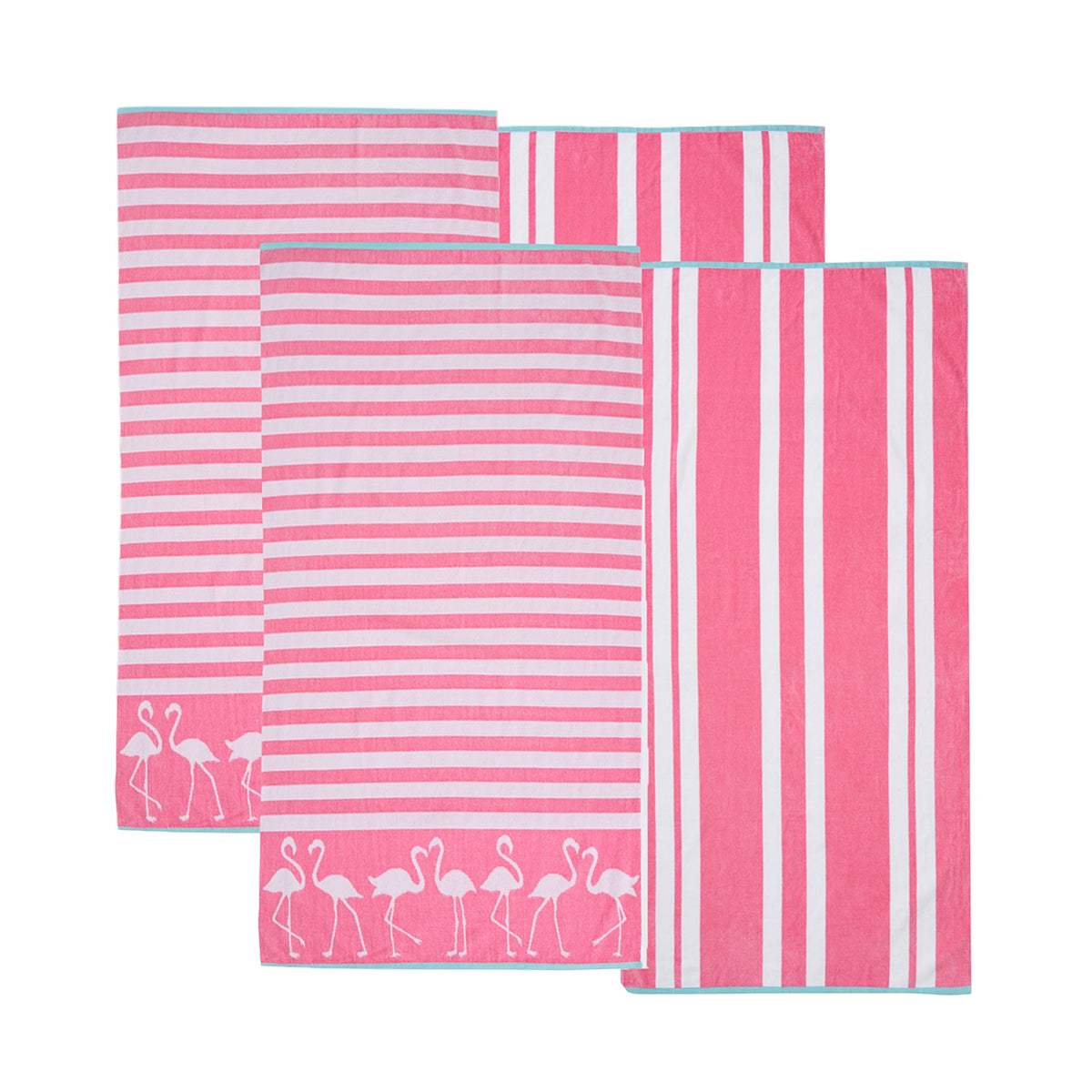 Maui Cotton Velour Beach Towel in vibrant green designs displayed on a chair by the beach.