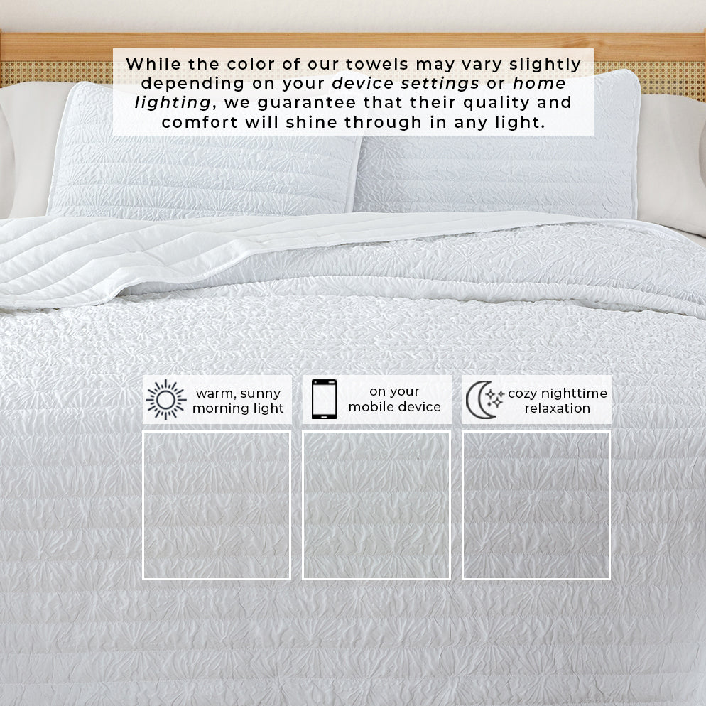 Floral Microsculpt Embossed Quilt Set