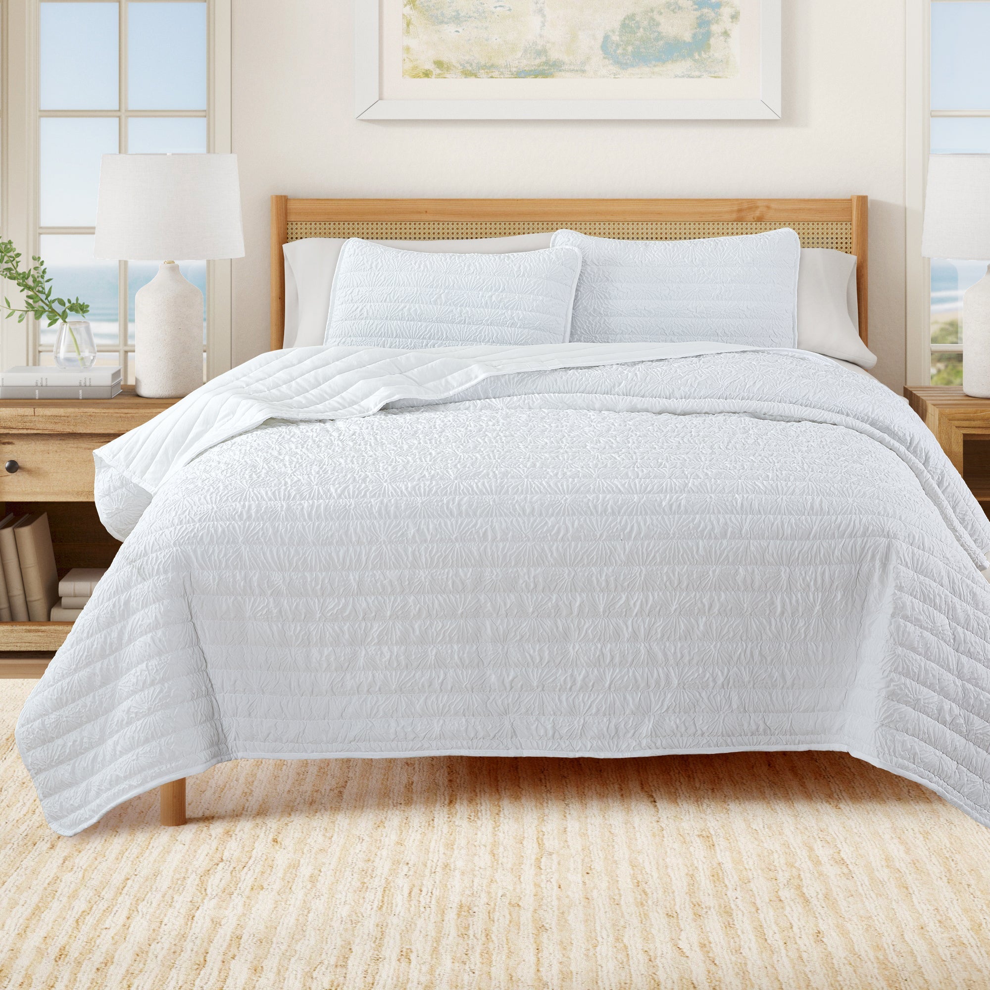 Floral Microsculpt Embossed Quilt Set