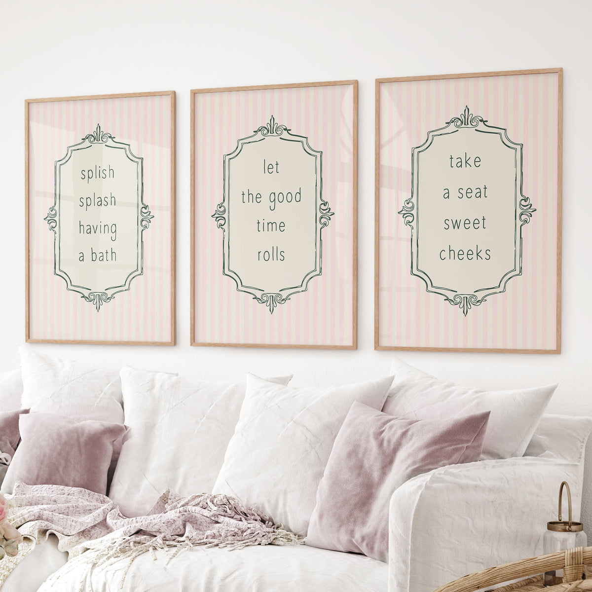 Funny Bathroom Wall Art Print Set