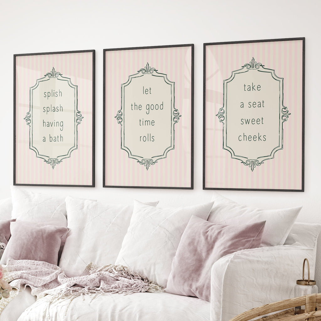 Funny Bathroom Wall Art Print Set