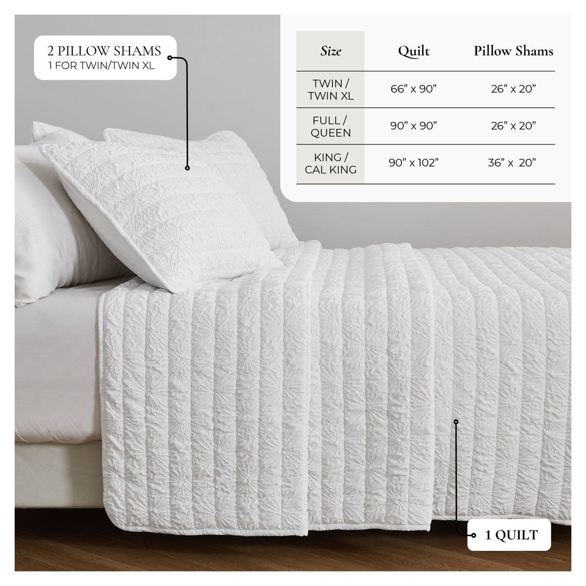 Floral Microsculpt Embossed Quilt Set