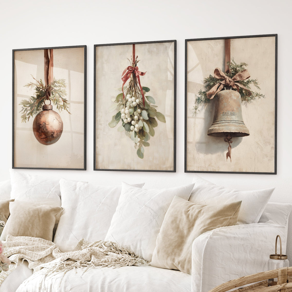 Rustic Holiday Wall Art Print Set