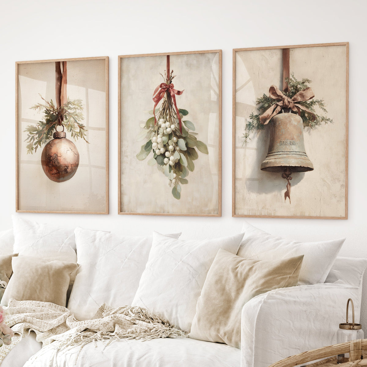 Rustic Holiday Wall Art Print Set