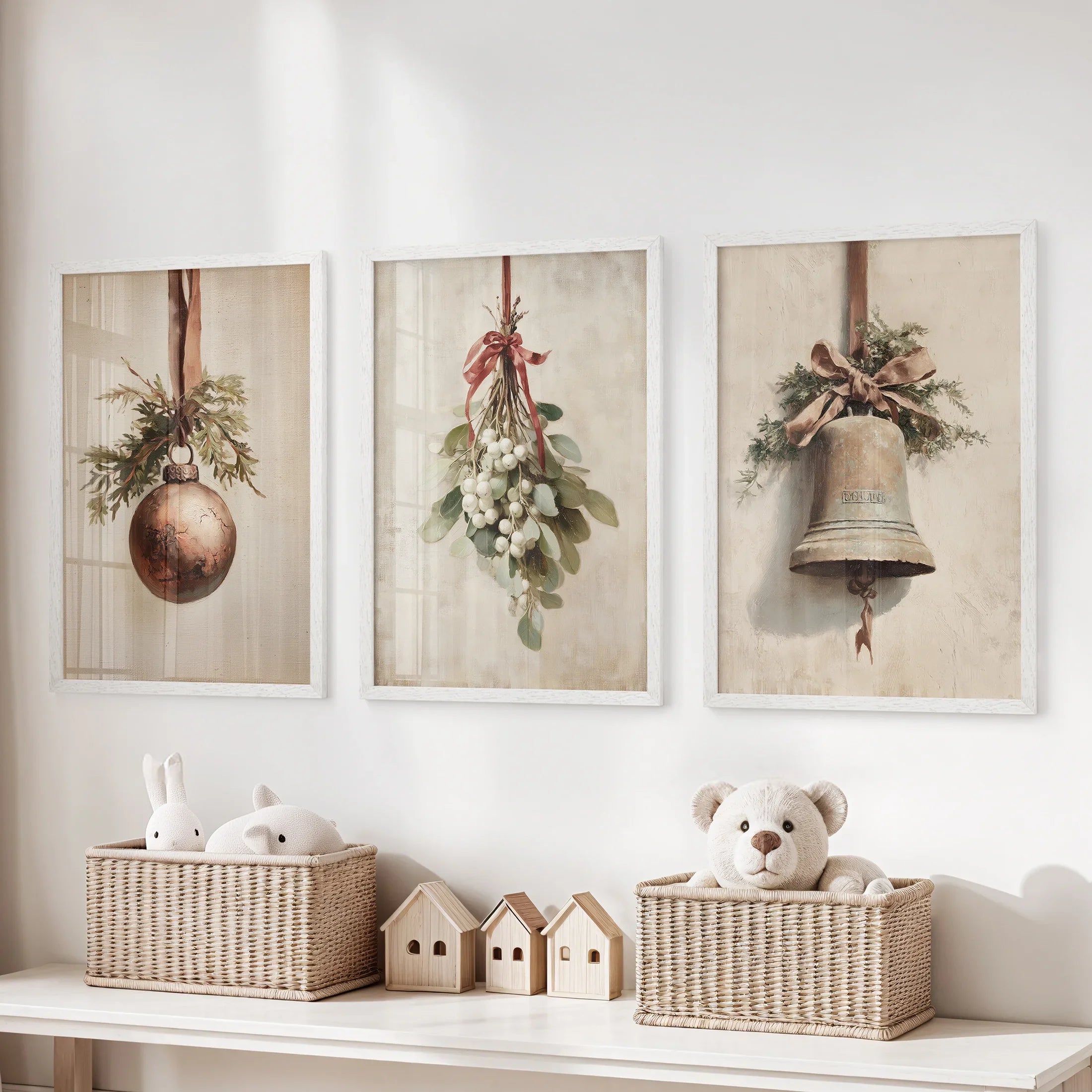 Rustic Holiday Wall Art Print Set