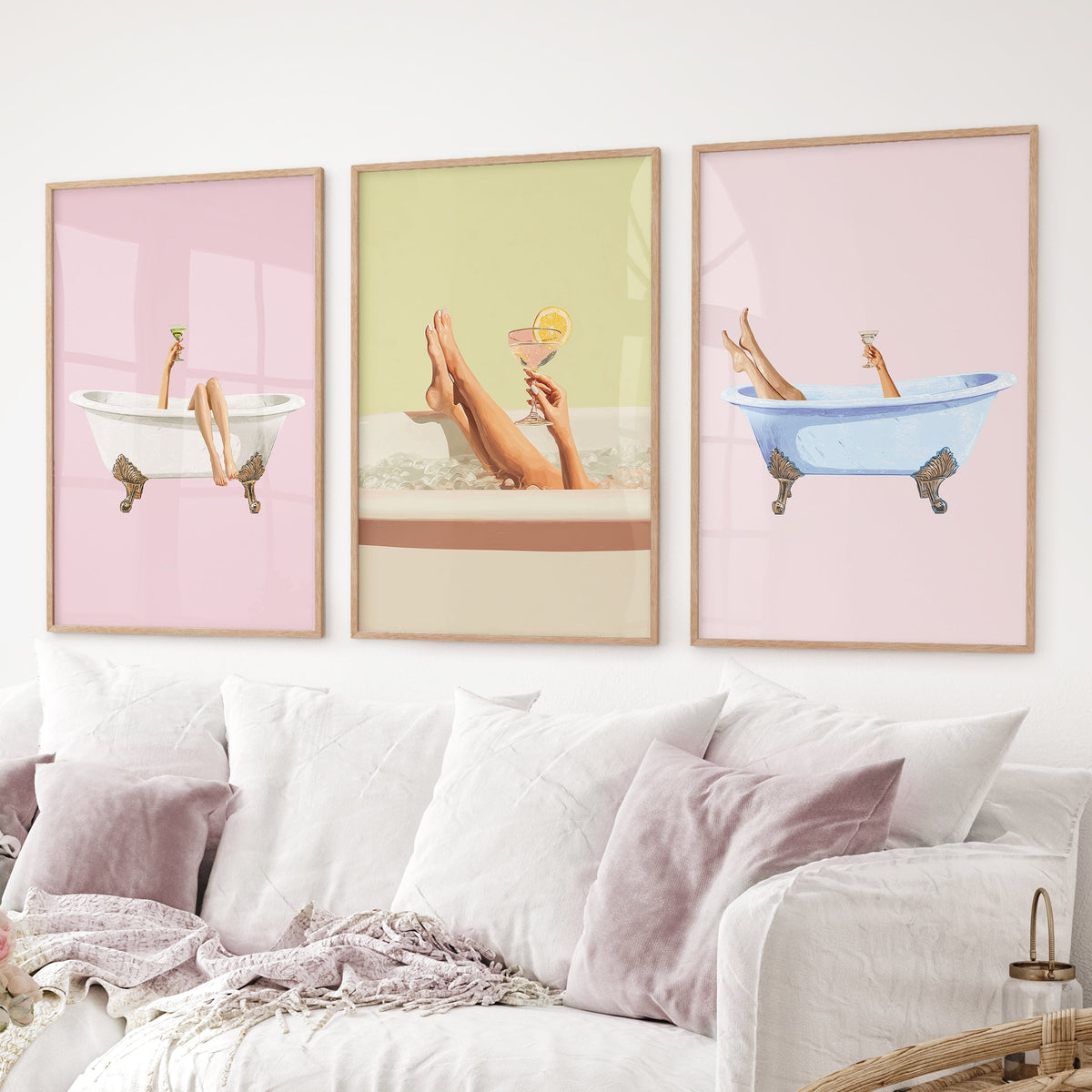 Relaxing Bathtub Wall Art Print Set