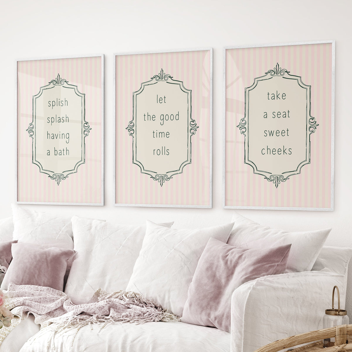 Funny Bathroom Wall Art Print Set