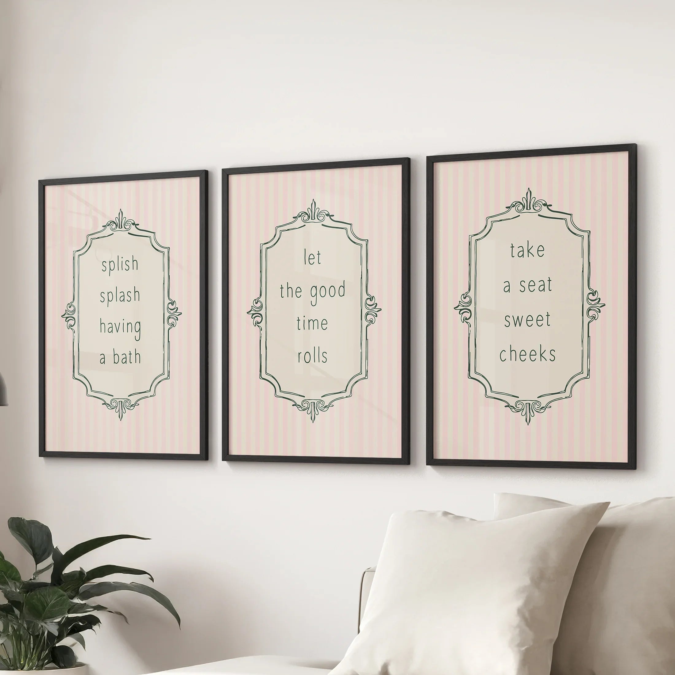 Funny Bathroom Wall Art Print Set