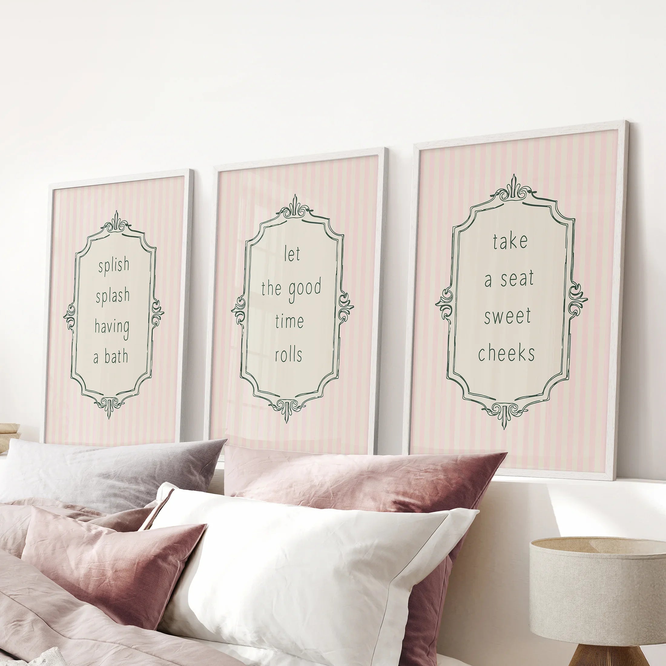 Funny Bathroom Wall Art Print Set