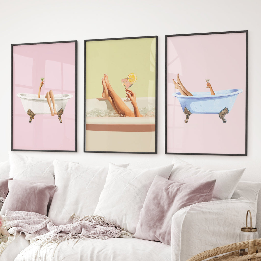 Relaxing Bathtub Wall Art Print Set