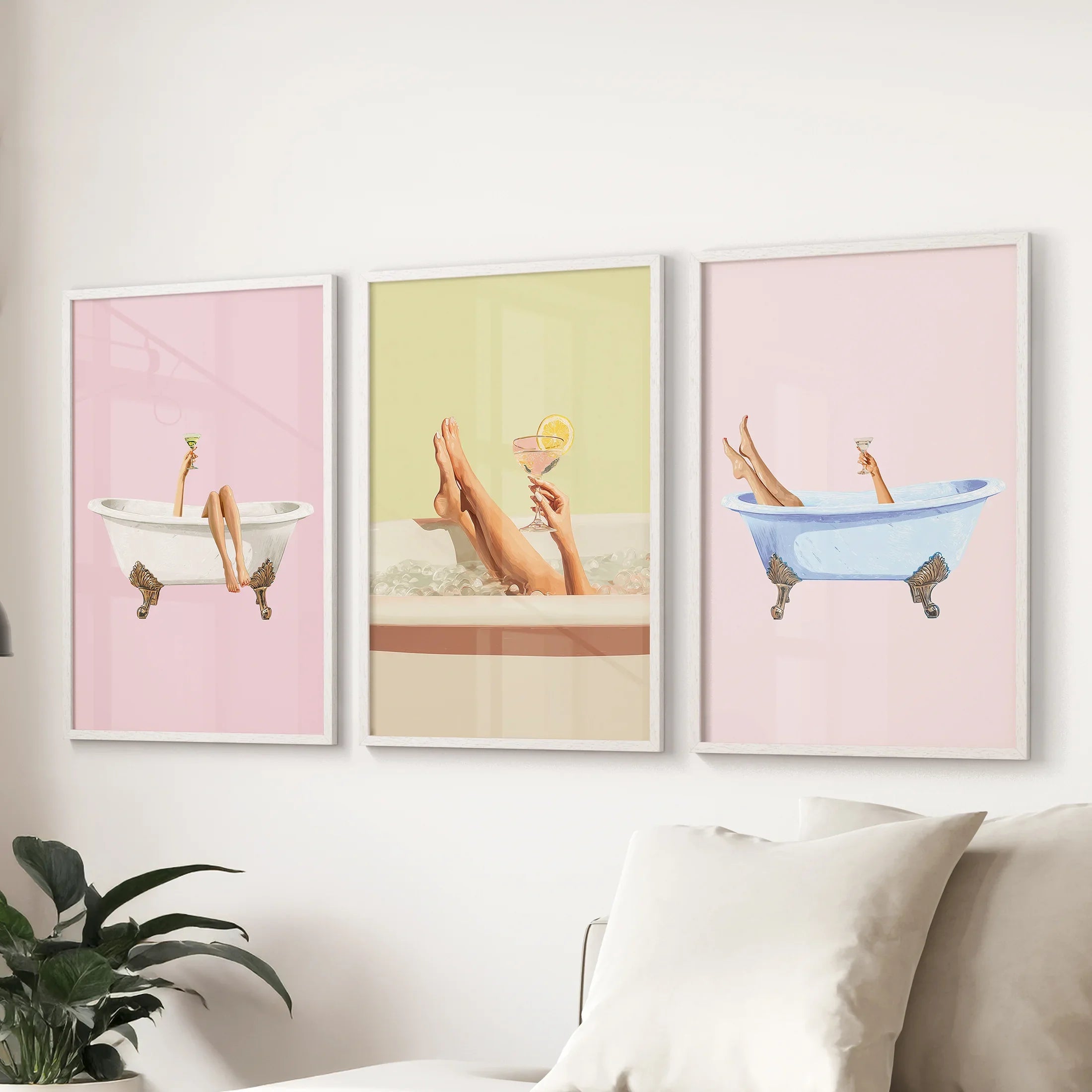 Relaxing Bathtub Wall Art Print Set