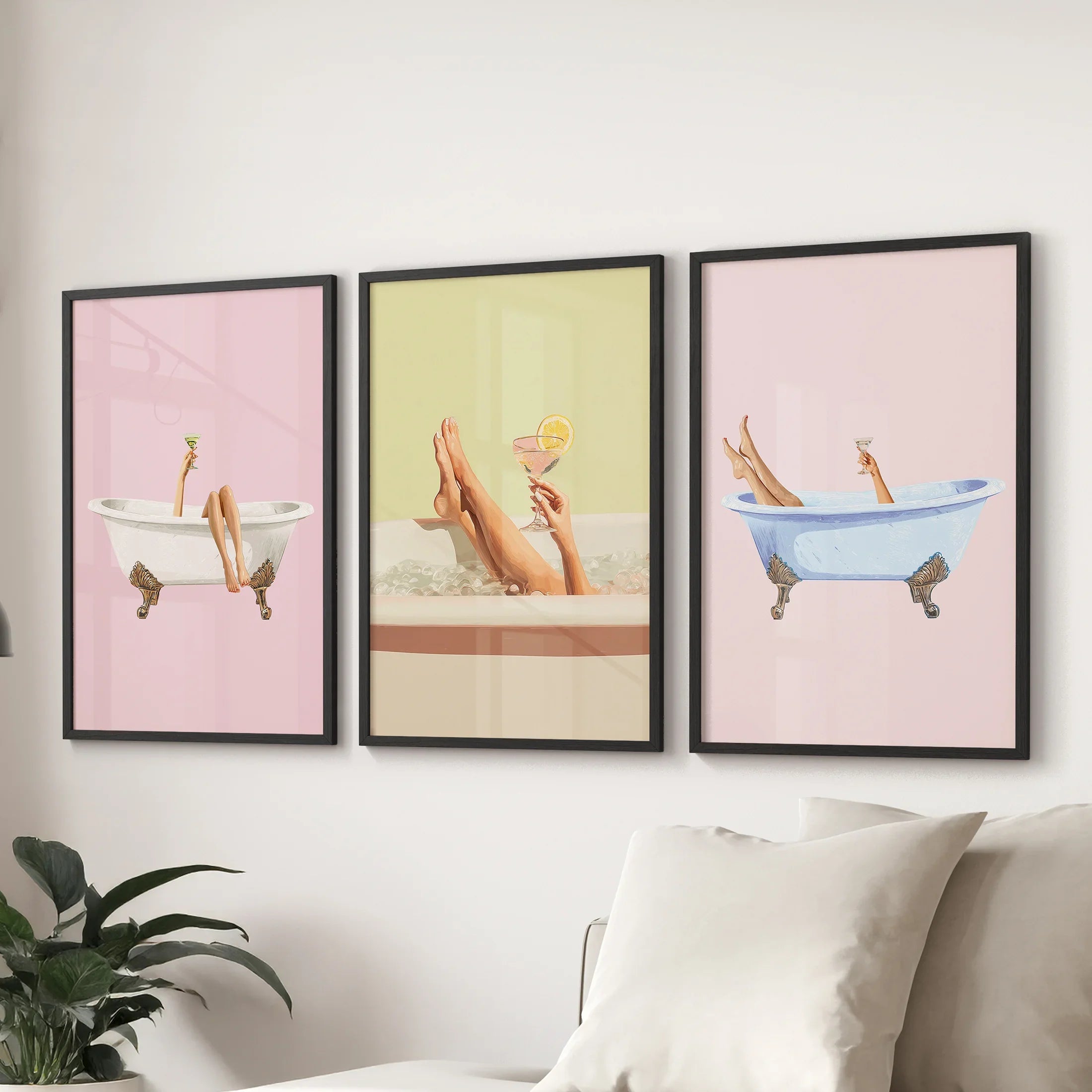 Relaxing Bathtub Wall Art Print Set
