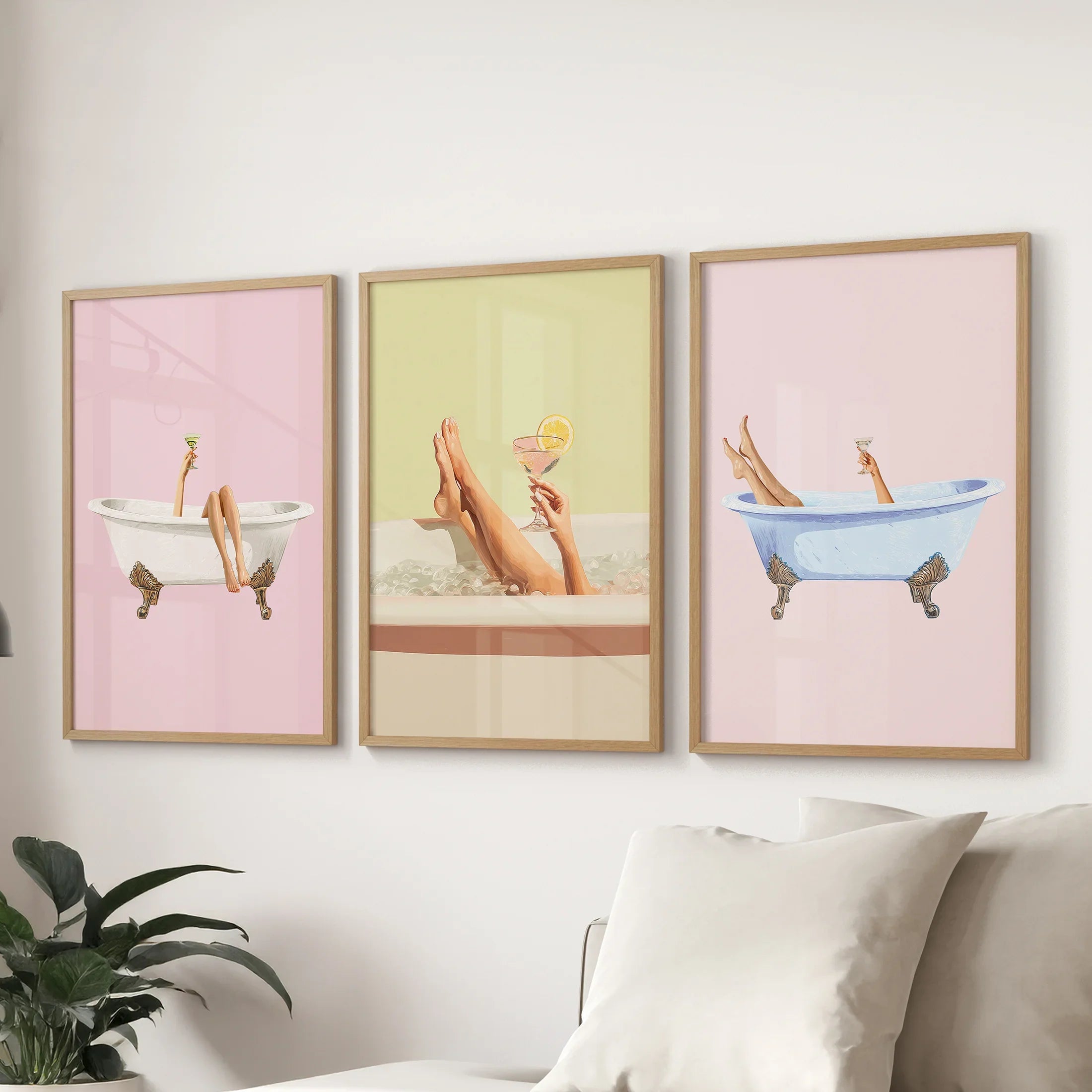 Relaxing Bathtub Wall Art Print Set