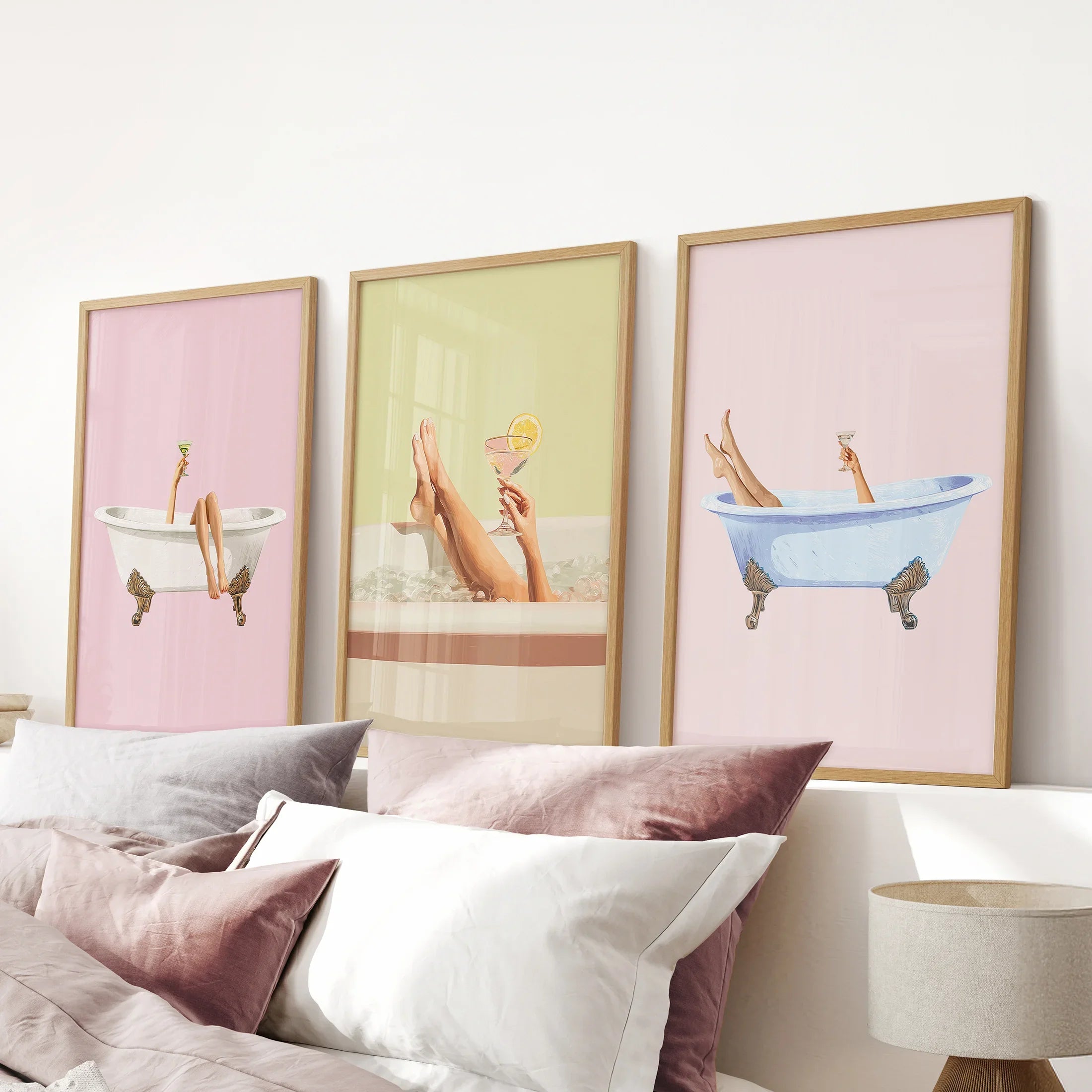 Relaxing Bathtub Wall Art Print Set