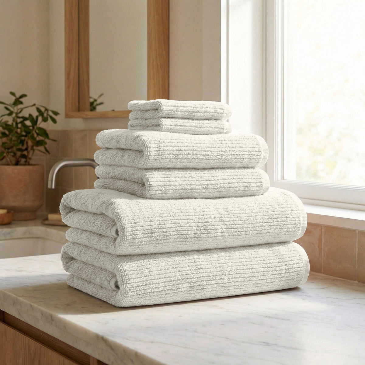 Georgiana Turkish Cotton Ribbed Towel Set (6-Piece)