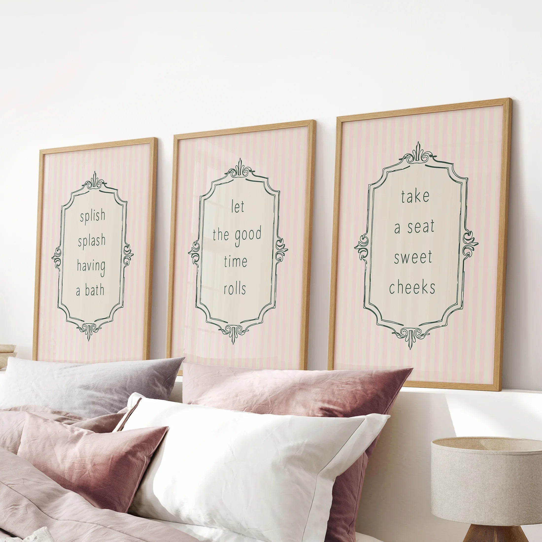 Funny Bathroom Wall Art Print Set