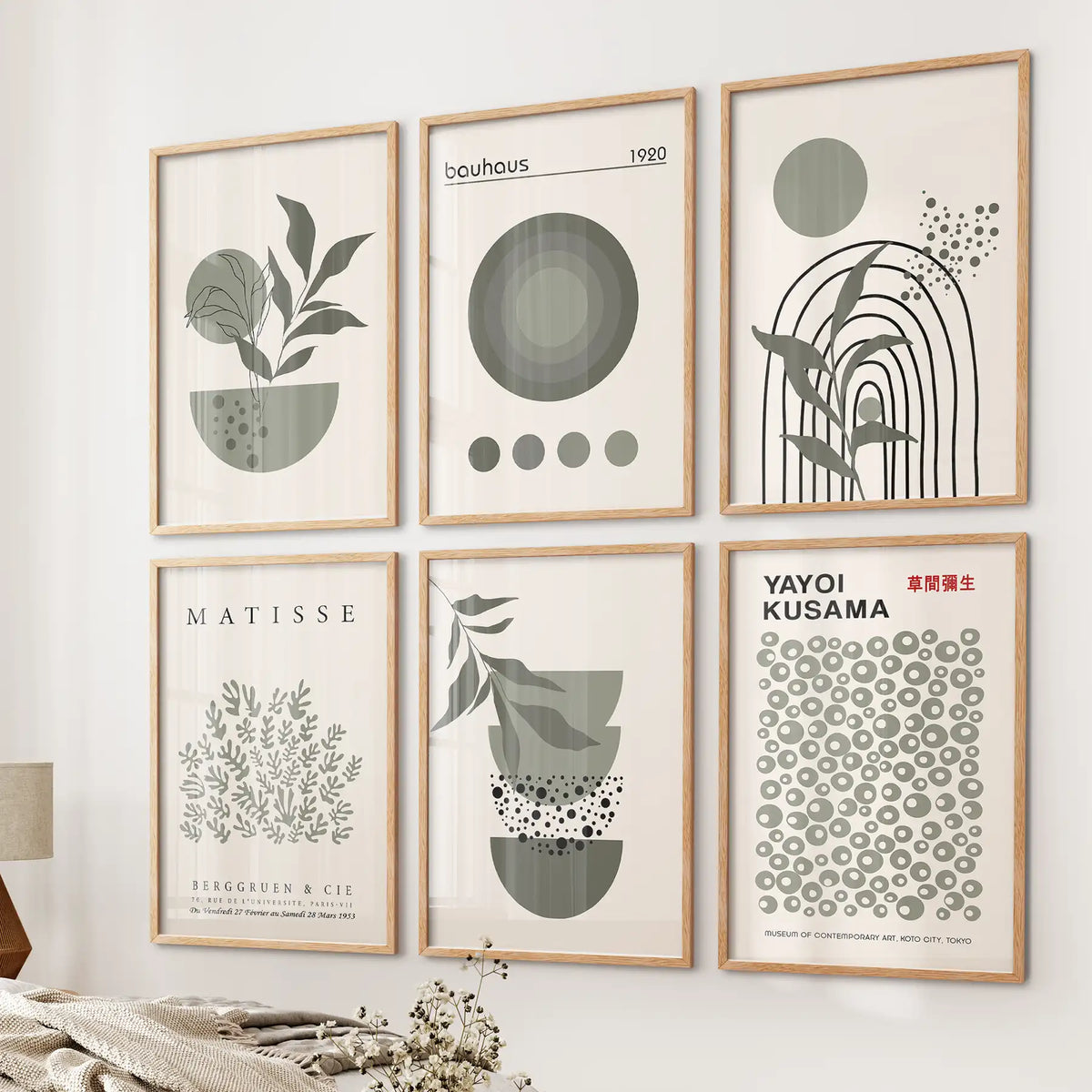 Sage Green Abstract Gallery Wall Set (6 Prints)