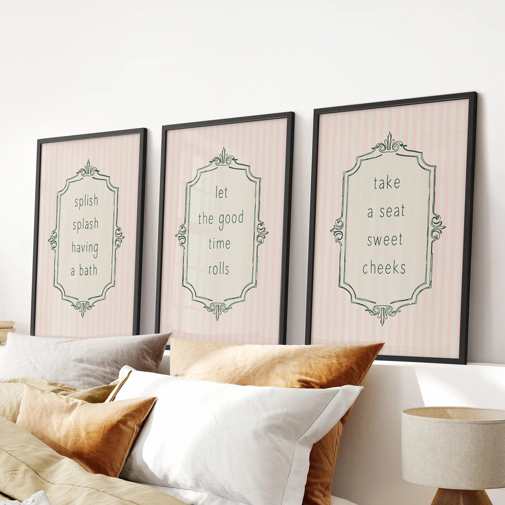 Funny Bathroom Wall Art Print Set