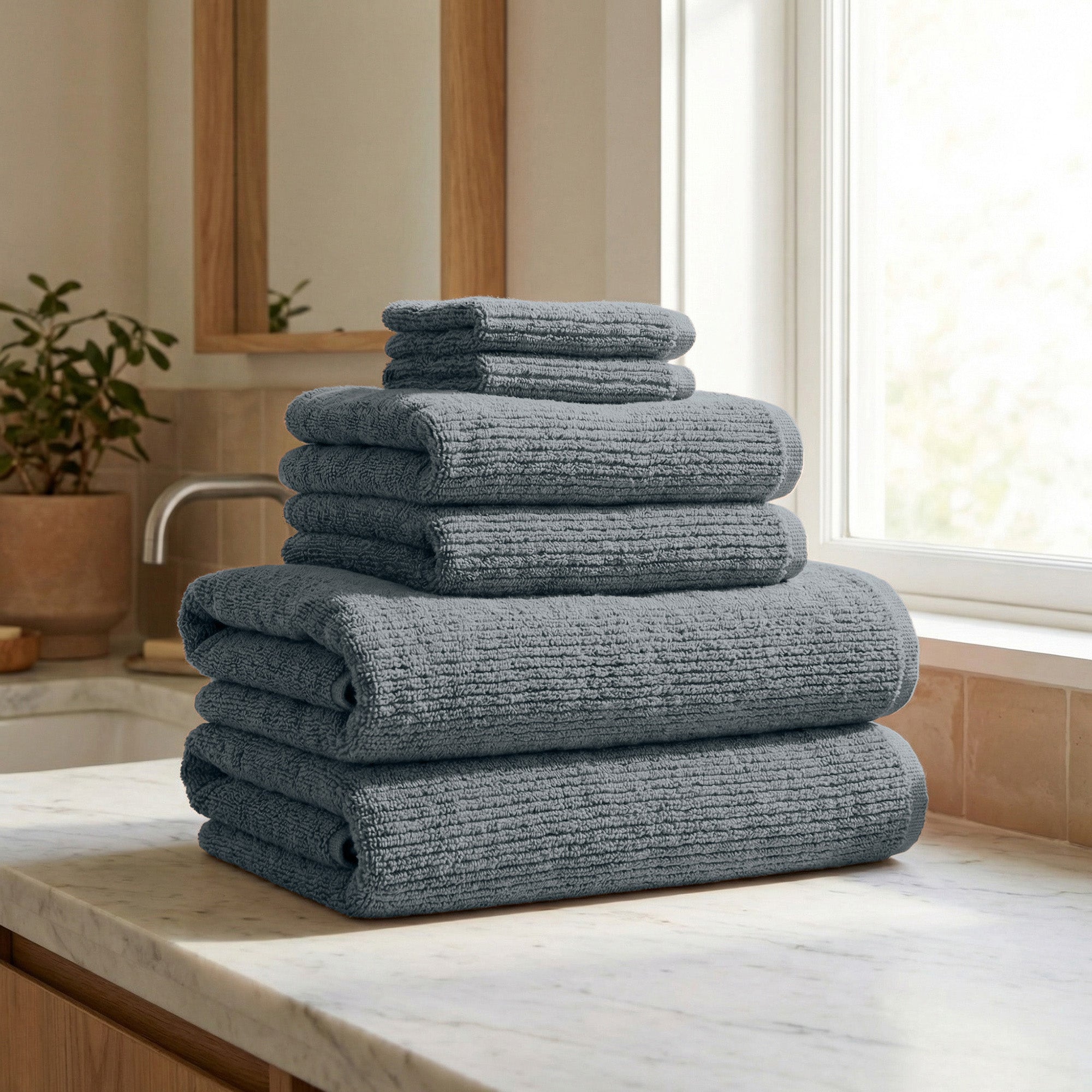 Georgiana Turkish Cotton Ribbed Towel Set (6-Piece)