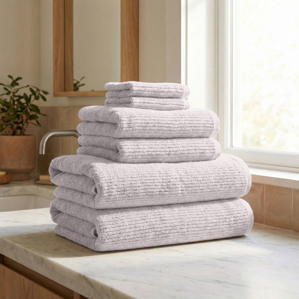 Georgiana Turkish Cotton Ribbed Towel Set (6-Piece)
