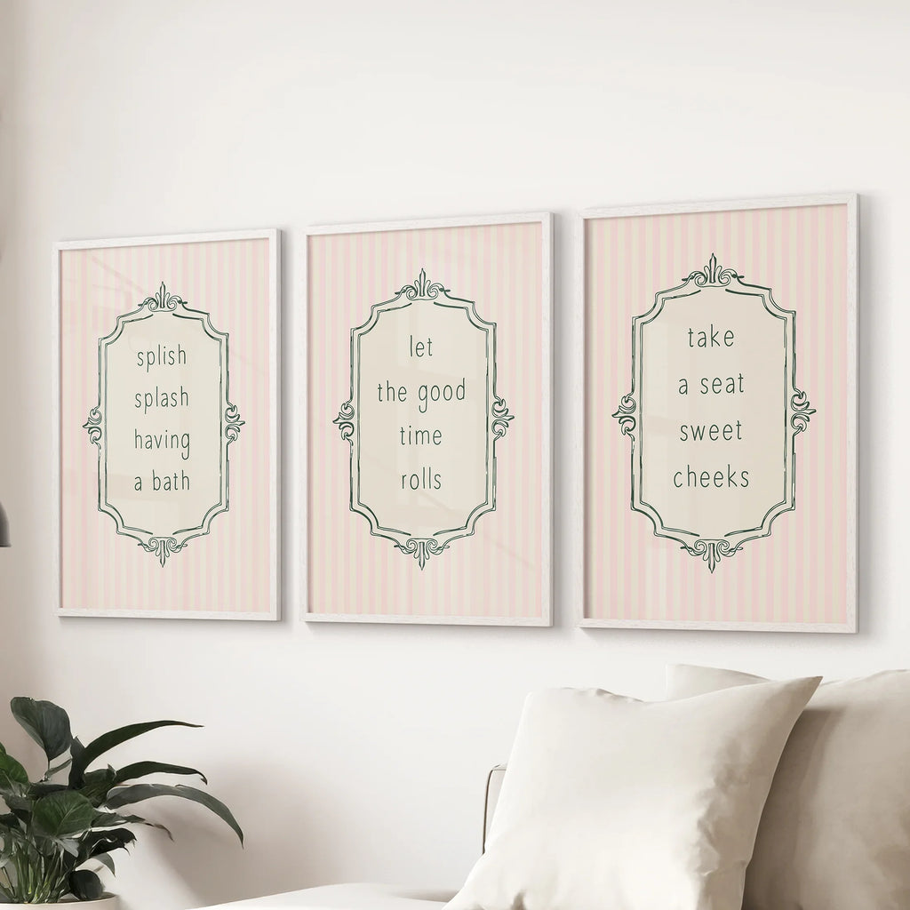 Funny Bathroom Wall Art Print Set