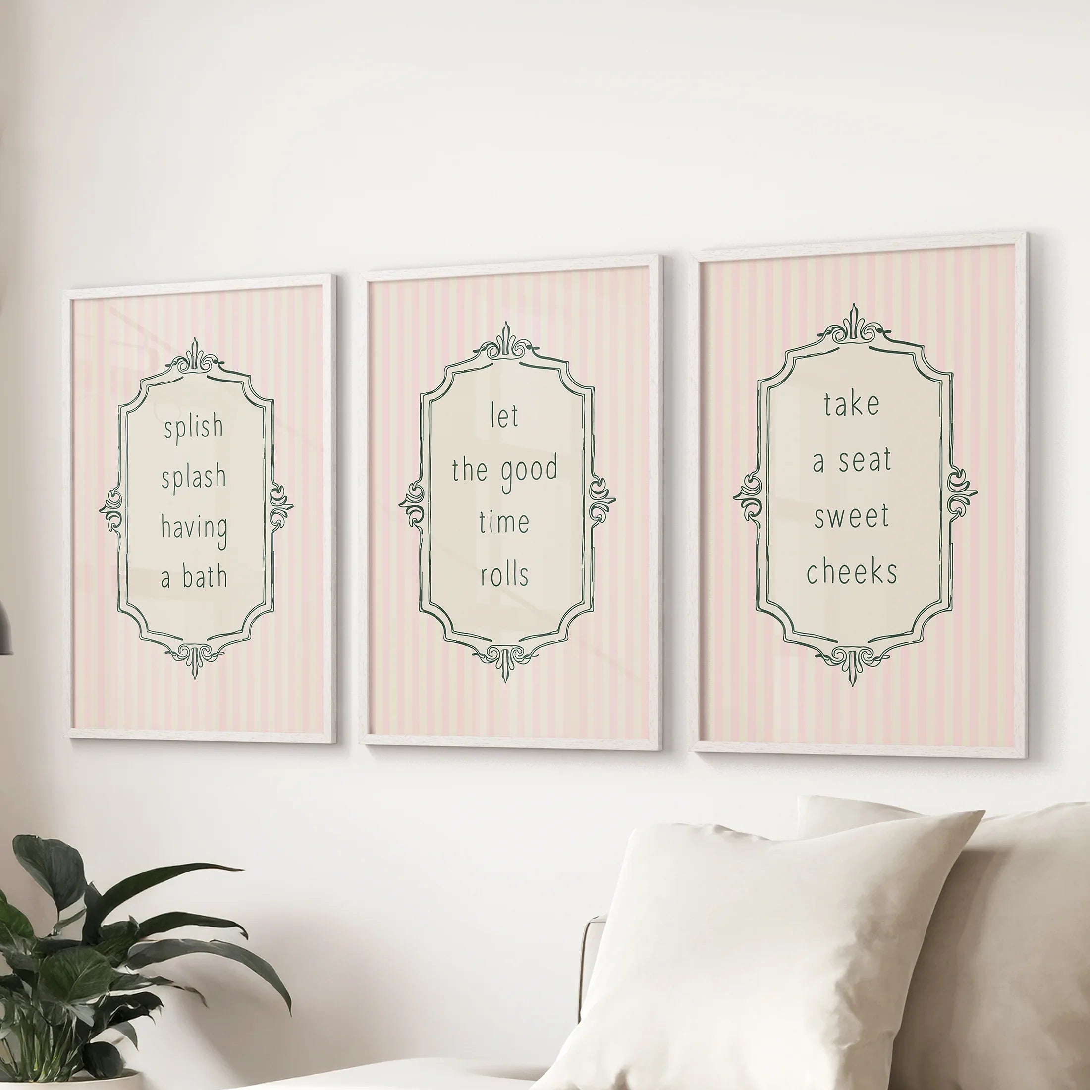 Funny Bathroom Wall Art Print Set