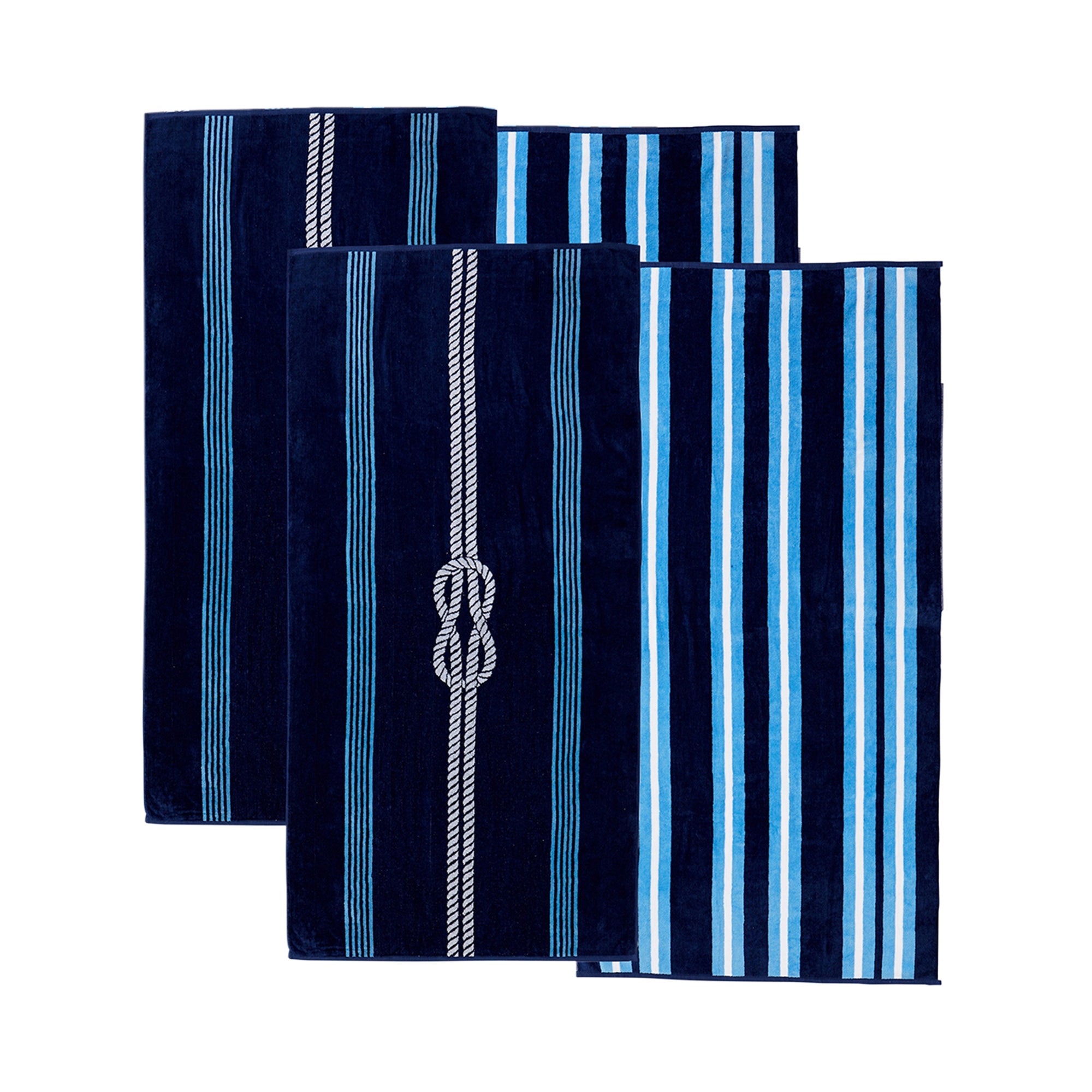 Maui Cotton Velour Beach Towel in vibrant green designs displayed on a chair by the beach.