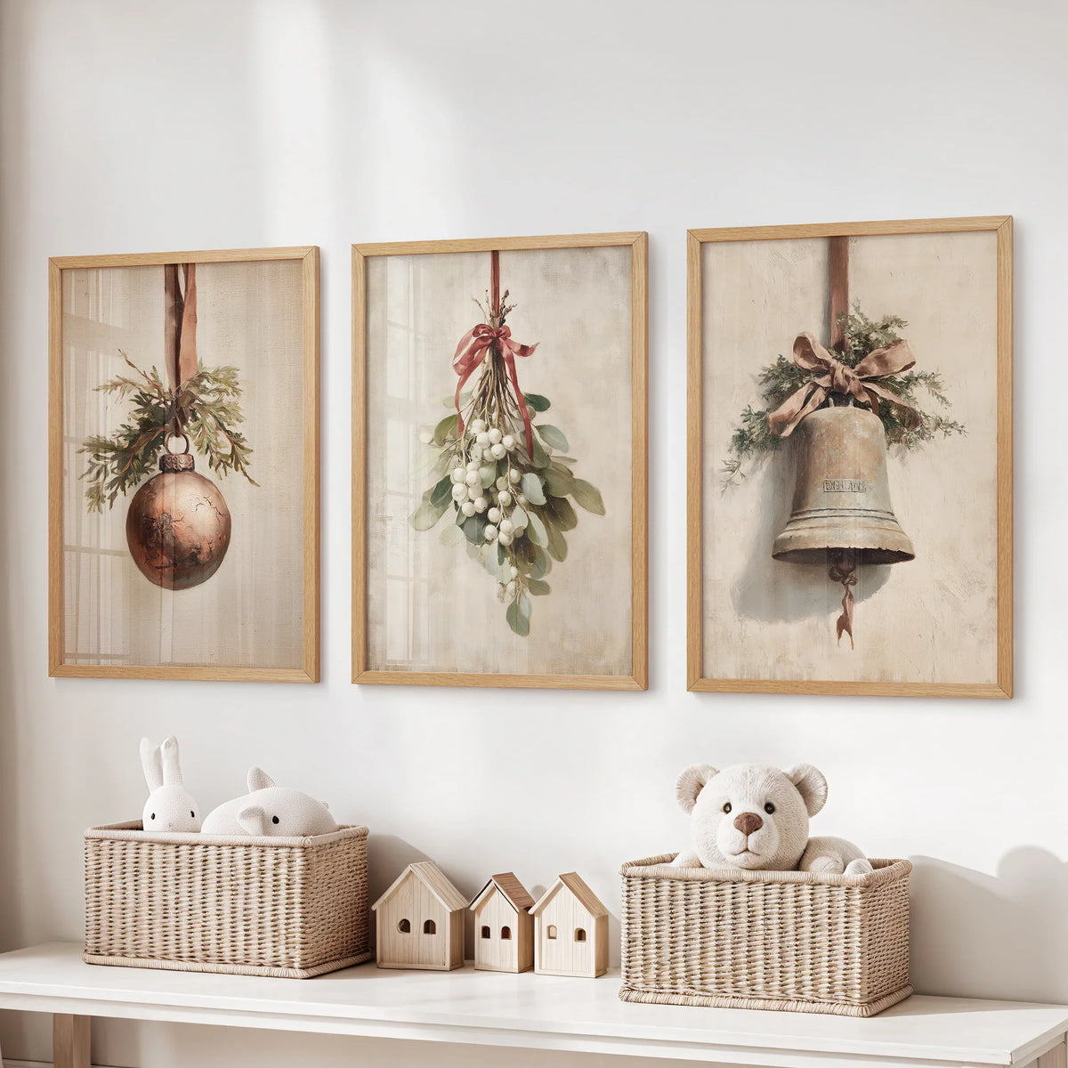 Rustic Holiday Wall Art Print Set