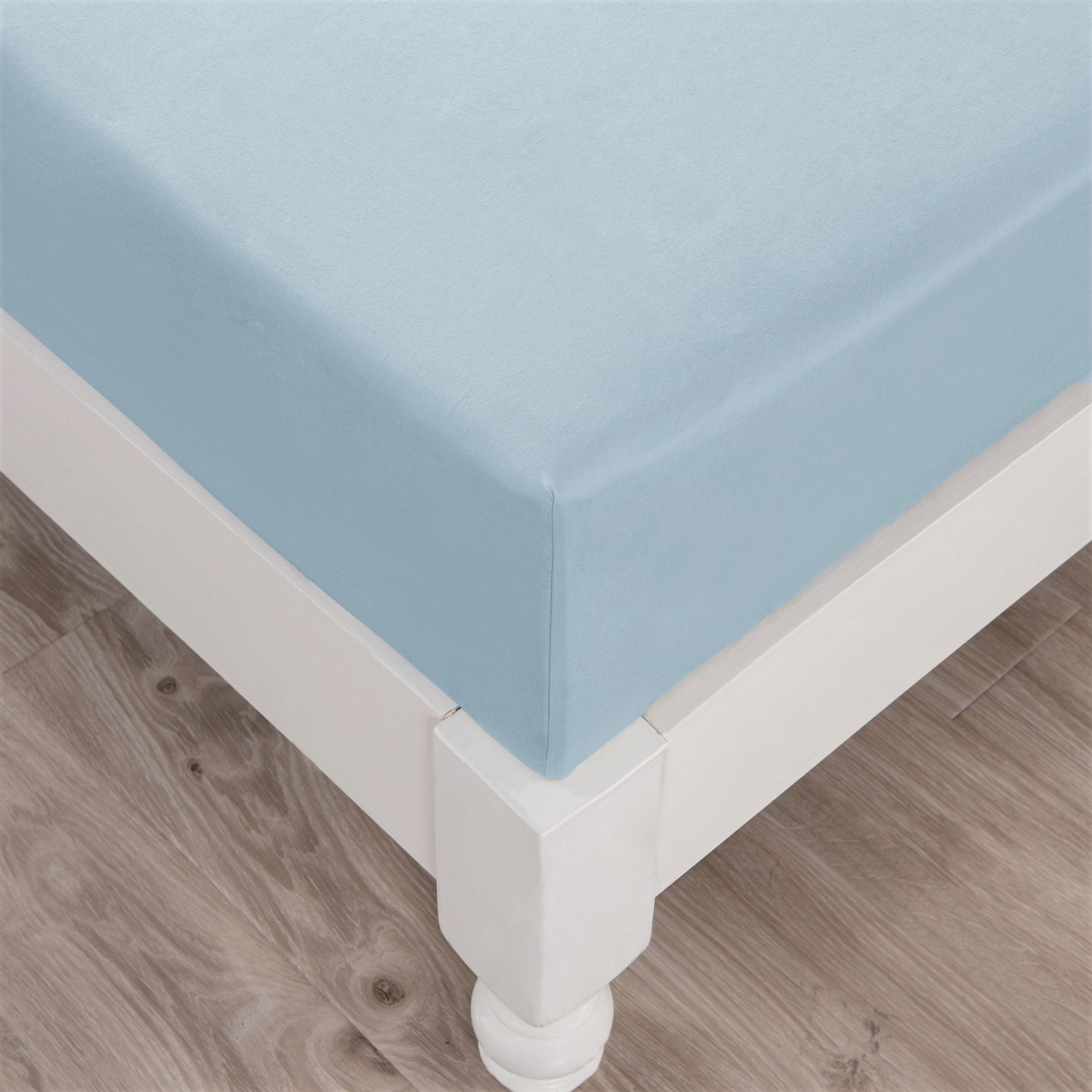 Seafoam Blue Cotton Fitted Sheet Set