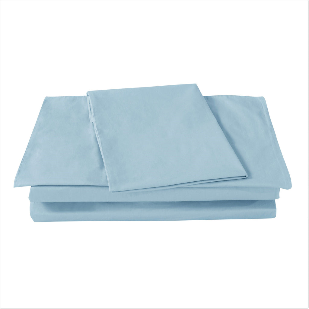 Seafoam Blue Cotton Fitted Sheet Set