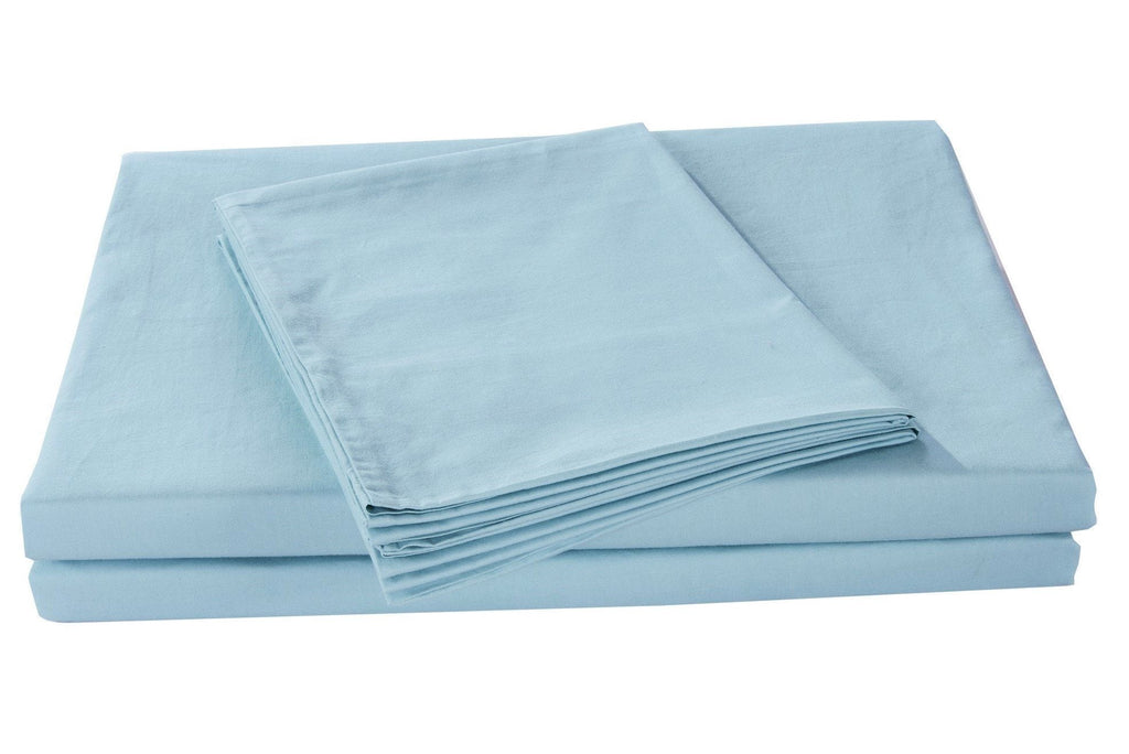 Seafoam Blue Cotton Fitted Sheet Set
