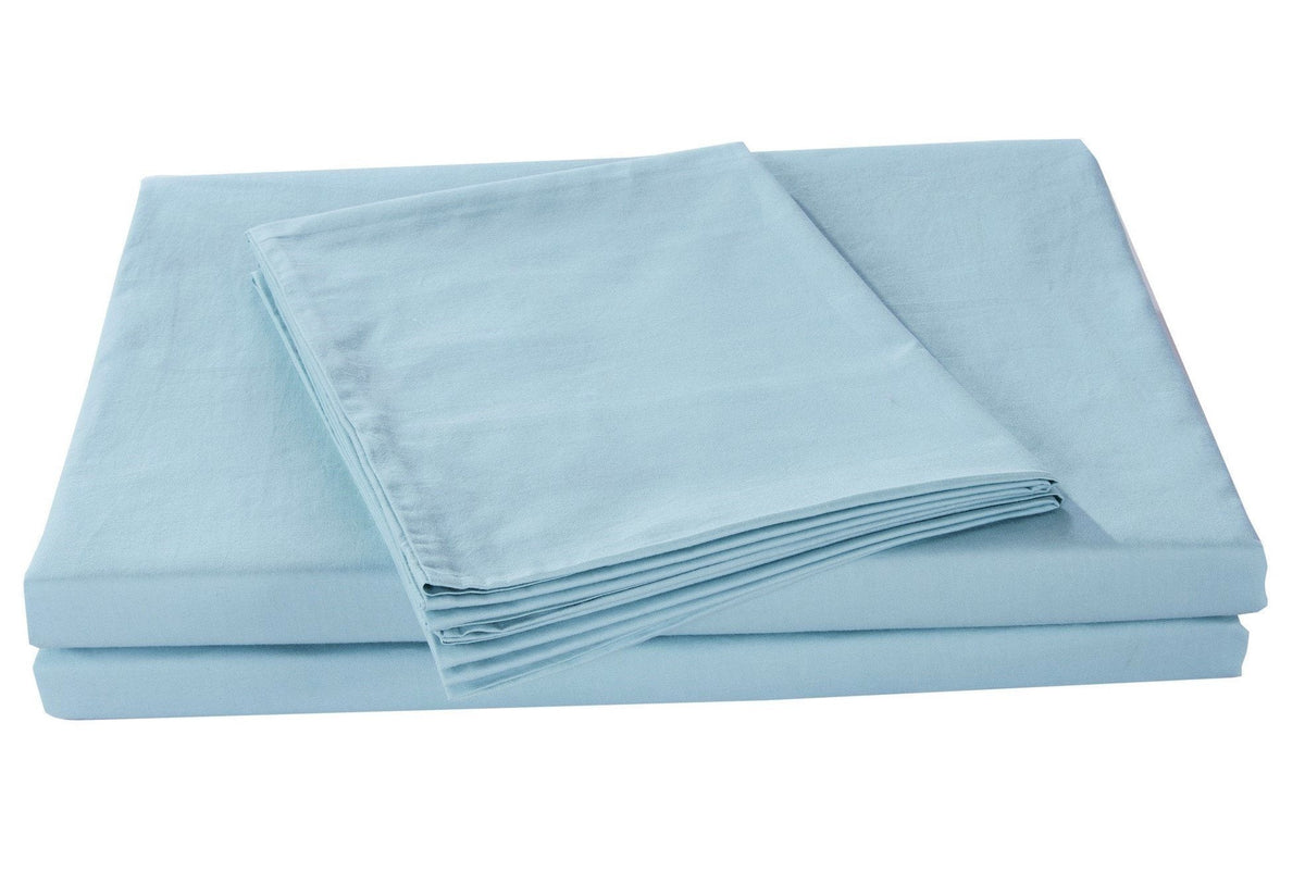 Seafoam Blue Cotton Fitted Sheet Set